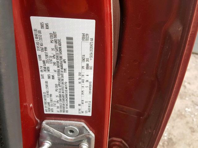 1FMCU9G99EUE46170 - 2014 FORD ESCAPE SE RED photo 10