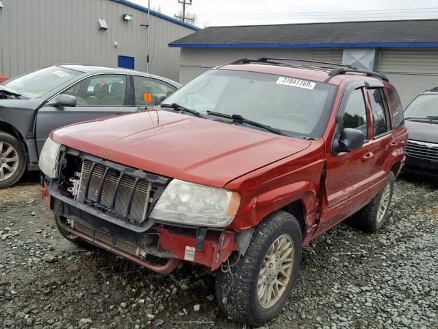 1J4GW58N84C206546 - 2004 JEEP GRAND CHER RED photo 2