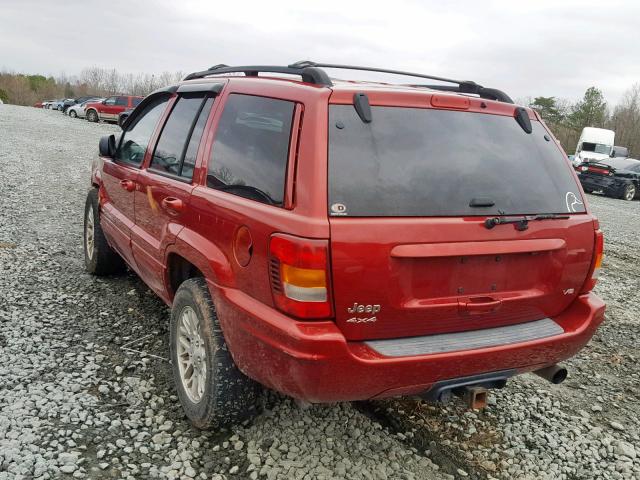 1J4GW58N84C206546 - 2004 JEEP GRAND CHER RED photo 3