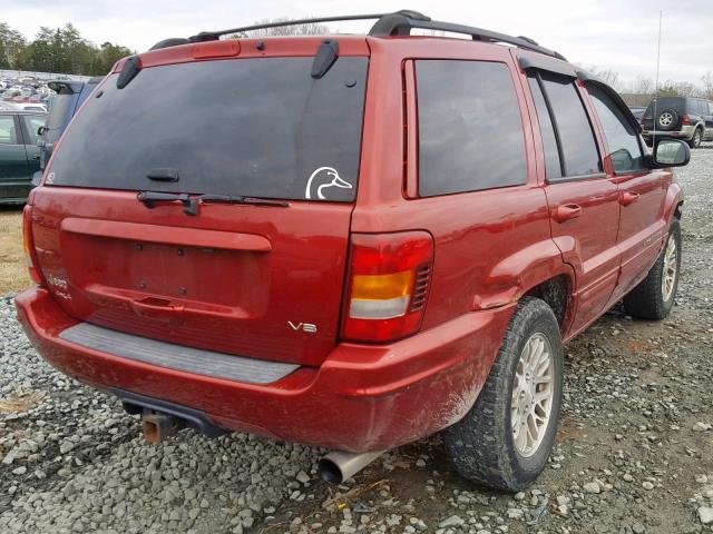 1J4GW58N84C206546 - 2004 JEEP GRAND CHER RED photo 4