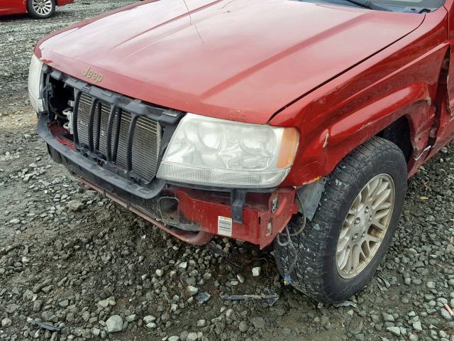 1J4GW58N84C206546 - 2004 JEEP GRAND CHER RED photo 9