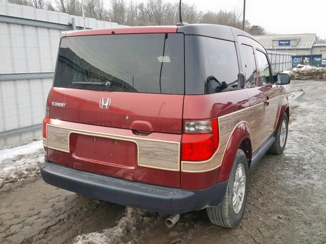 5J6YH28737L012462 - 2007 HONDA ELEMENT EX MAROON photo 4