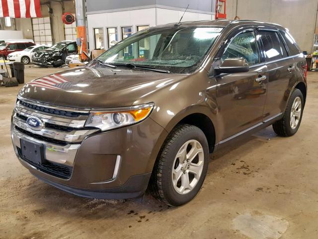 2FMDK3JC8BBB27498 - 2011 FORD EDGE SEL BROWN photo 2