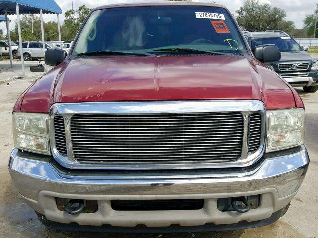 1FMNU42S6YEC63894 - 2000 FORD EXCURSION RED photo 9