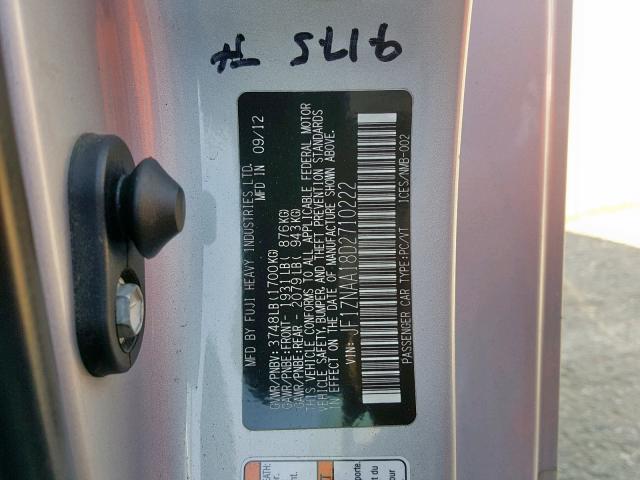 JF1ZNAA18D2710222 - 2013 TOYOTA SCION FR-S SILVER photo 10