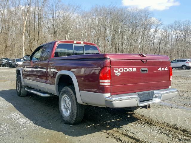 1B7GG22NXYS711686 - 2000 DODGE DAKOTA BURGUNDY photo 3