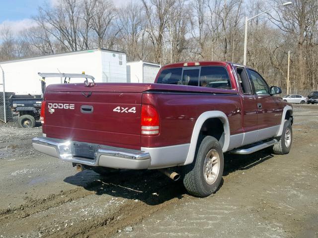 1B7GG22NXYS711686 - 2000 DODGE DAKOTA BURGUNDY photo 4