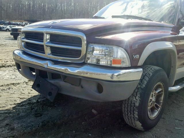 1B7GG22NXYS711686 - 2000 DODGE DAKOTA BURGUNDY photo 9