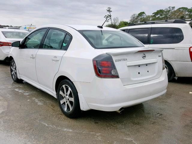 3N1AB6APXCL706156 - 2012 NISSAN SENTRA 2.0 WHITE photo 3