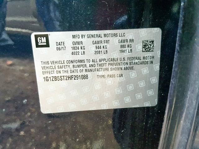 1G1ZB5ST2HF291088 - 2017 CHEVROLET MALIBU LS 蓝色 照片 10