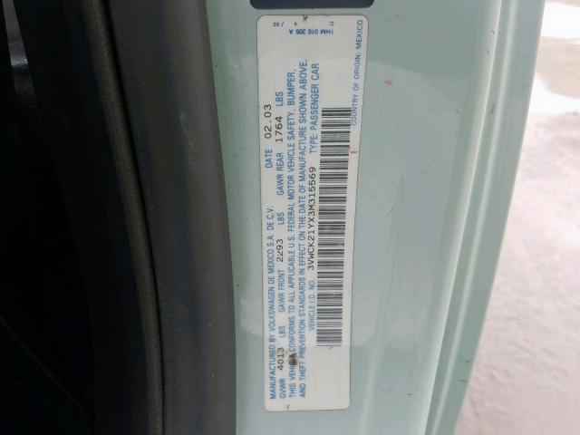 3VWCK21YX3M315569 - 2003 VOLKSWAGEN NEW BEETLE Blau Foto 10