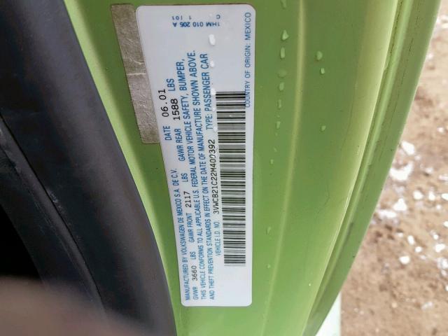 3VWCB21C22M400392 - 2002 VOLKSWAGEN NEW BEETLE Grün Foto 10