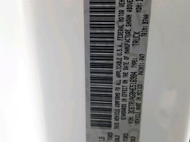 3C6TRVAG8HE516984 - 2017 RAM PROMASTER WHITE photo 10