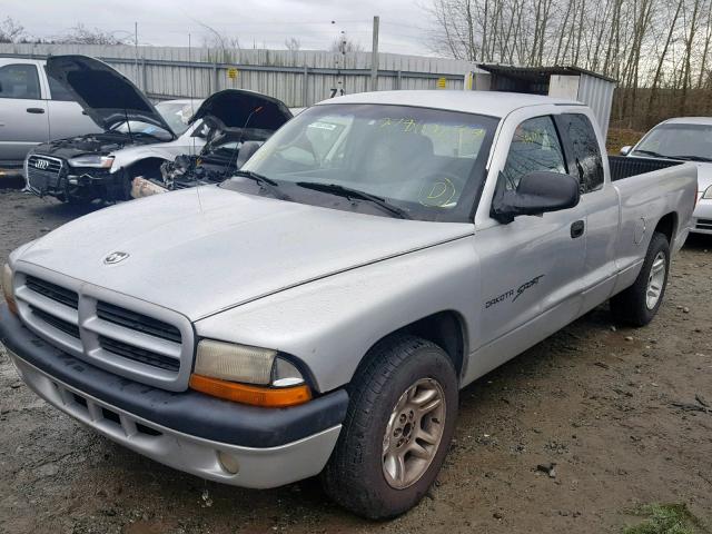 1B7GL22X91S139075 - 2001 DODGE DAKOTA SILVER photo 2