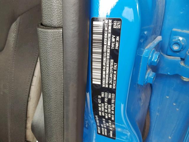 ZACCJAAT2FPB79038 - 2015 JEEP RENEGADE S ლურჯი ფოტო 10