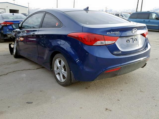 KMHDH6AEXDU013615 - 2013 HYUNDAI ELANTRA CO BLUE photo 3