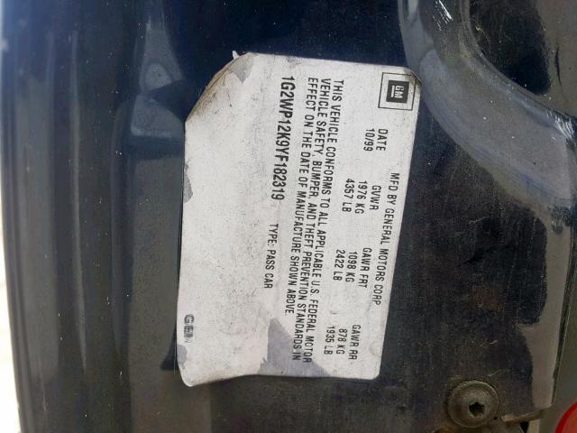 1G2WP12K9YF182319 - 2000 PONTIAC GRAND PRIX BLUE photo 10