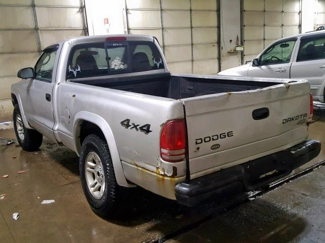 1D7GG16KX4S654965 - 2004 DODGE DAKOTA SXT SILVER photo 3