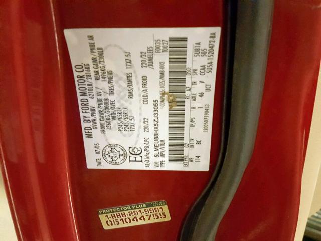 5LMEU88HX5ZJ33055 - 2005 LINCOLN AVIATOR RED photo 10