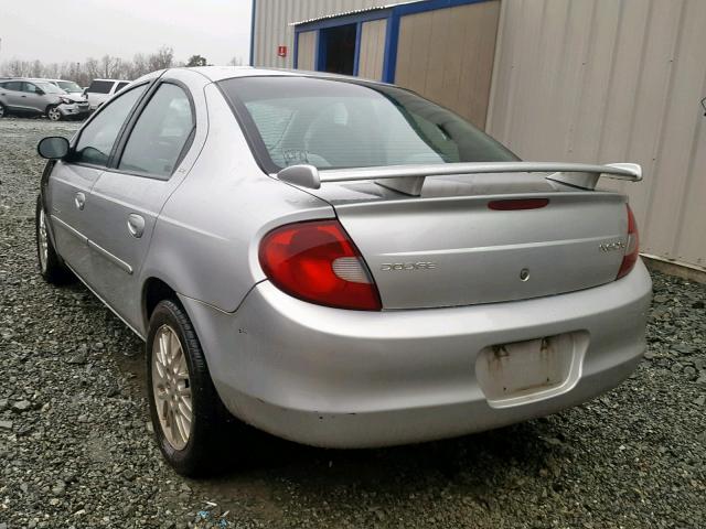 1B3ES46C11D180982 - 2001 DODGE NEON SE SILVER photo 3