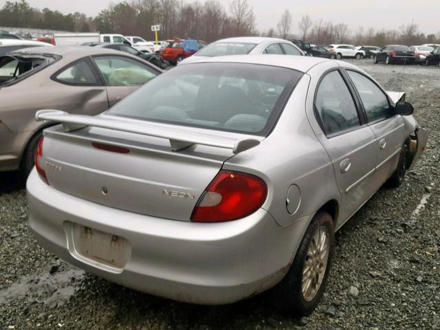 1B3ES46C11D180982 - 2001 DODGE NEON SE SILVER photo 4