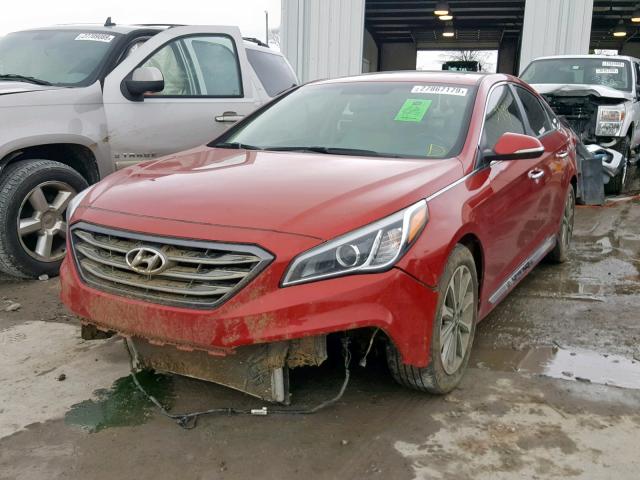 5NPE34AF2HH470035 - 2017 HYUNDAI SONATA SPO RED photo 2