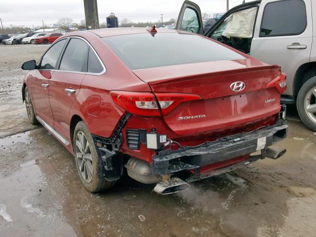 5NPE34AF2HH470035 - 2017 HYUNDAI SONATA SPO RED photo 3