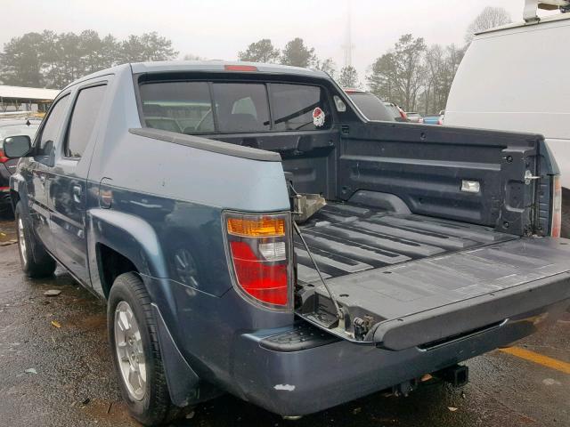 2HJYK16587H544446 - 2007 HONDA RIDGELINE BLUE photo 3