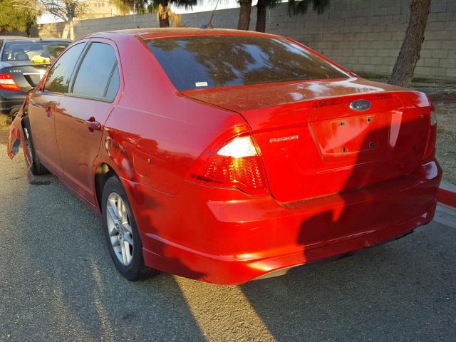 3FAHP0GA6AR138310 - 2010 FORD FUSION S RED photo 3