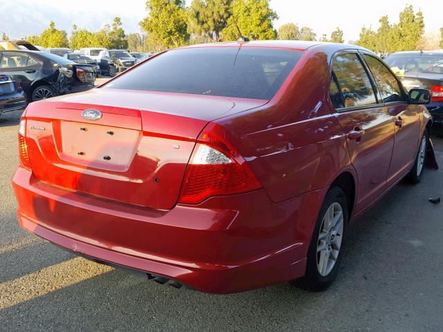 3FAHP0GA6AR138310 - 2010 FORD FUSION S RED photo 4