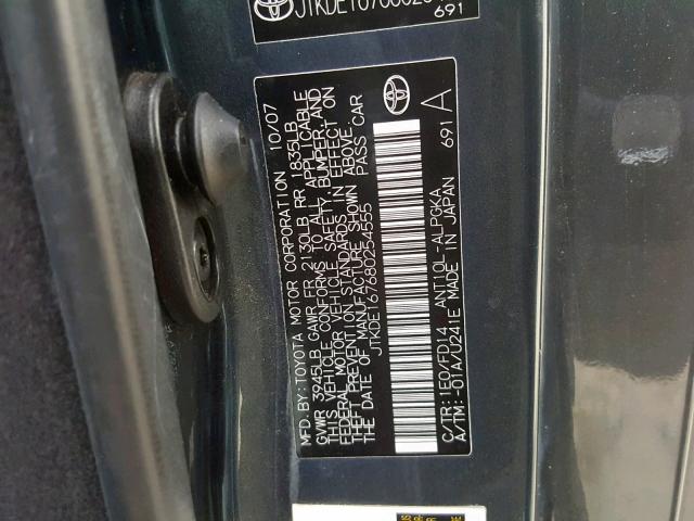 JTKDE167680254555 - 2008 TOYOTA SCION TC ნაცრისფერი ფოტო 10