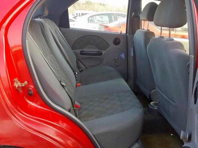 KL1TD52625B367193 - 2005 CHEVROLET AVEO BASE Қызыл фото 6