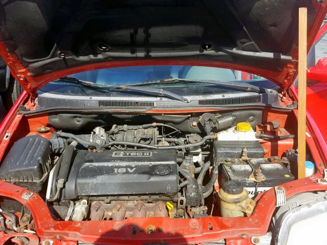 KL1TD52625B367193 - 2005 CHEVROLET AVEO BASE Қызыл фото 7