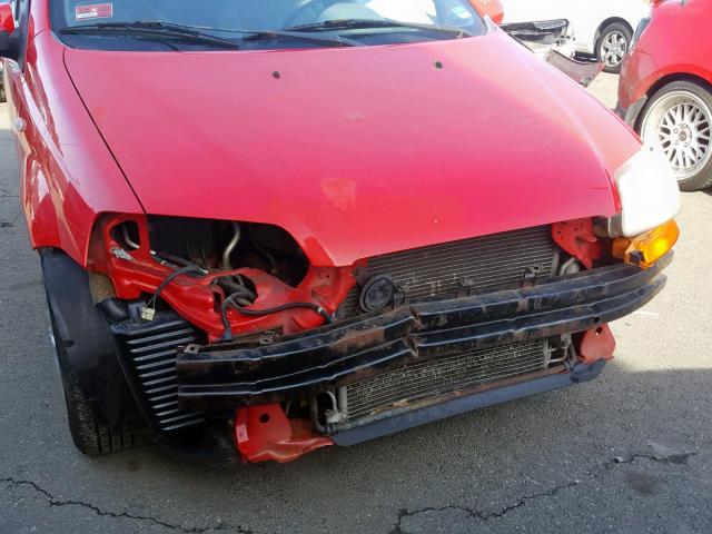 KL1TD52625B367193 - 2005 CHEVROLET AVEO BASE Қызыл фото 9