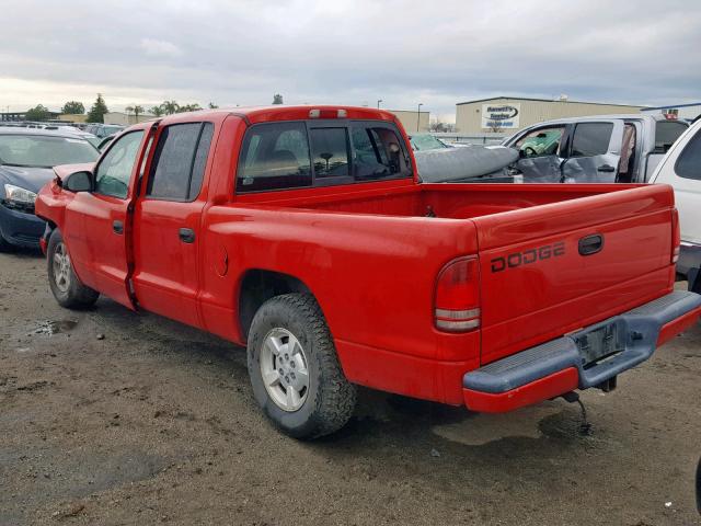 1B7HL38N62S607233 - 2002 DODGE DAKOTA QUA RED photo 3