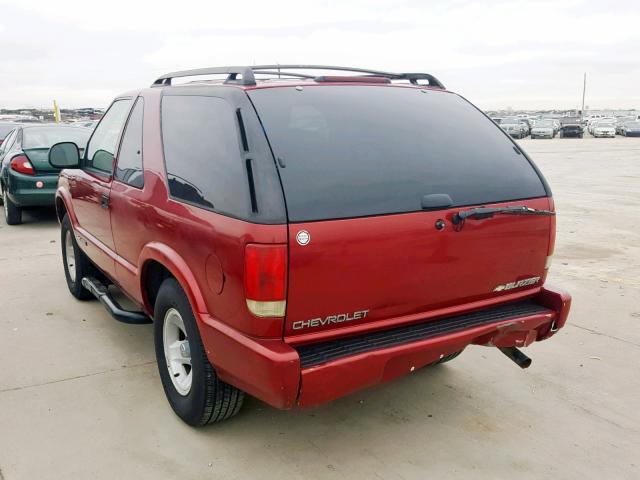 1GNCS18W4S2178448 - 1995 CHEVROLET BLAZER BURGUNDY photo 3