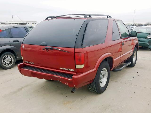 1GNCS18W4S2178448 - 1995 CHEVROLET BLAZER BURGUNDY photo 4