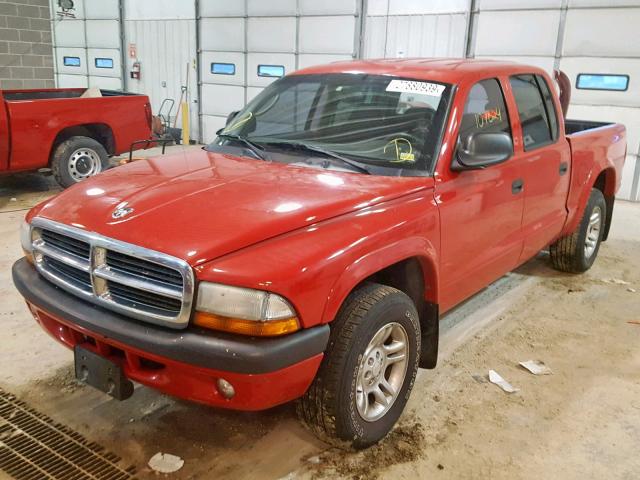 1D7HL38NX4S616493 - 2004 DODGE DAKOTA QUA RED photo 2