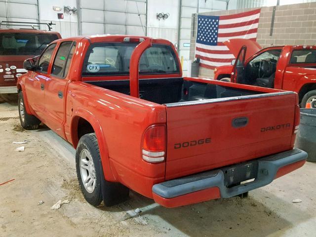 1D7HL38NX4S616493 - 2004 DODGE DAKOTA QUA RED photo 3