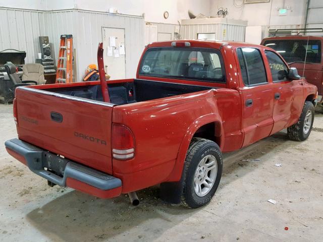 1D7HL38NX4S616493 - 2004 DODGE DAKOTA QUA RED photo 4