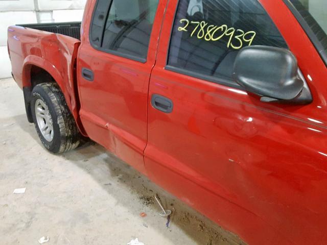 1D7HL38NX4S616493 - 2004 DODGE DAKOTA QUA RED photo 9