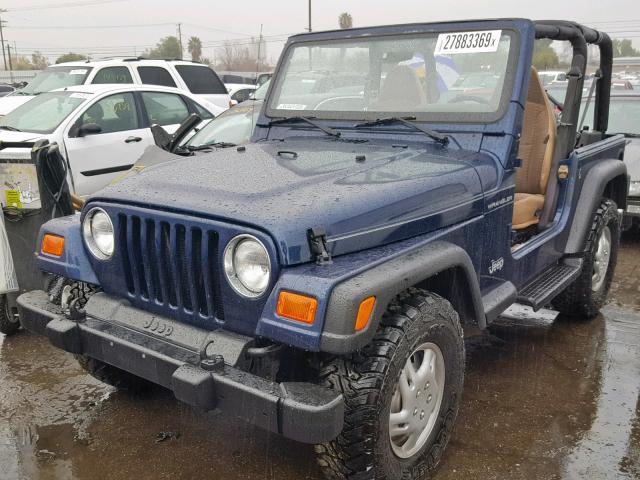 1J4FA29P3YP738911 - 2000 JEEP WRANGLER / BLUE photo 2