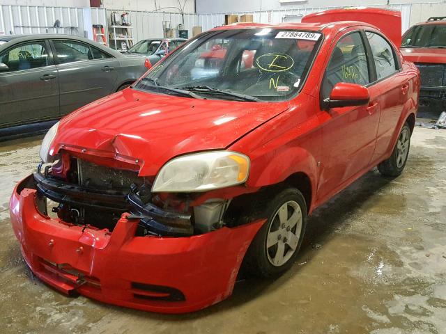 KL1TD56E29B396927 - 2009 CHEVROLET AVEO LS RED photo 2