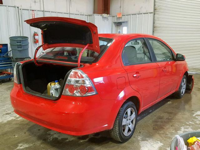 KL1TD56E29B396927 - 2009 CHEVROLET AVEO LS RED photo 4
