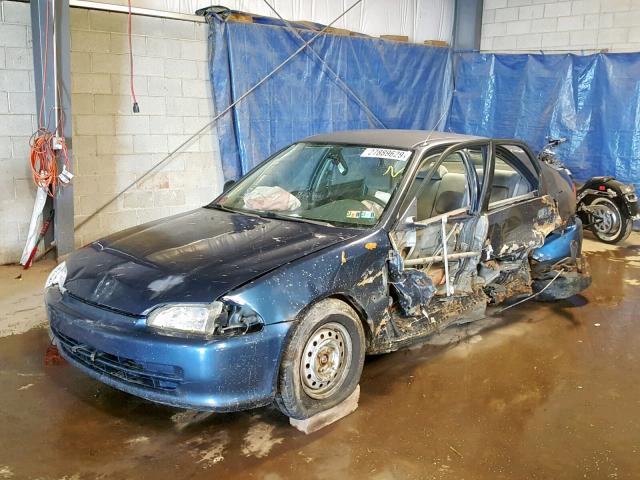 JHMEG8548SS004654 - 1995 HONDA CIVIC DX BLUE photo 2