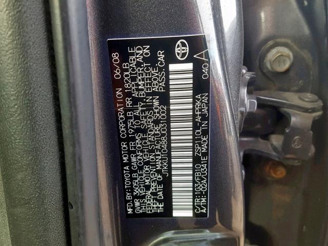 JTKKU10488J031002 - 2008 SCION XD GRAY photo 10