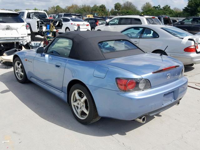 JHMAP11462T003153 - 2002 HONDA S2000 BLUE photo 3