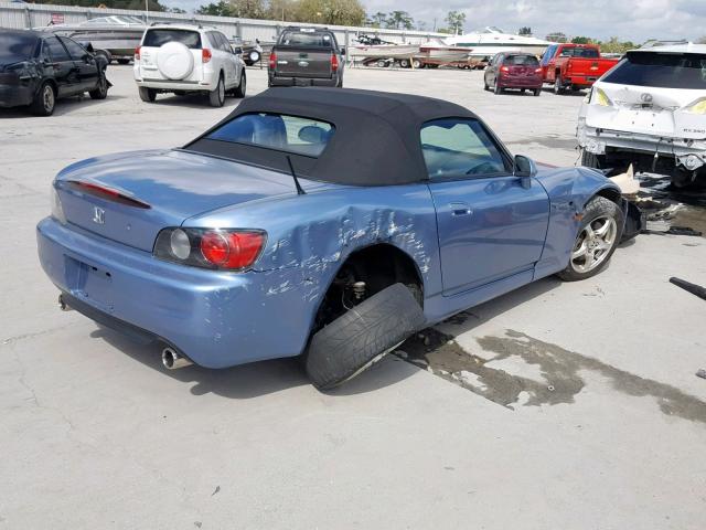 JHMAP11462T003153 - 2002 HONDA S2000 BLUE photo 4