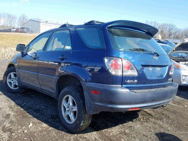 JTJHF10UX20245320 - 2002 LEXUS RX 300 BLUE photo 3