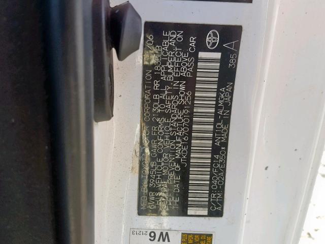 JTKDE167070191256 - 2007 TOYOTA SCION TC თეთრი ფოტო 10